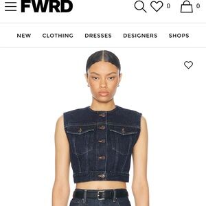 Agolde Dark Blue Button Down Denim Top